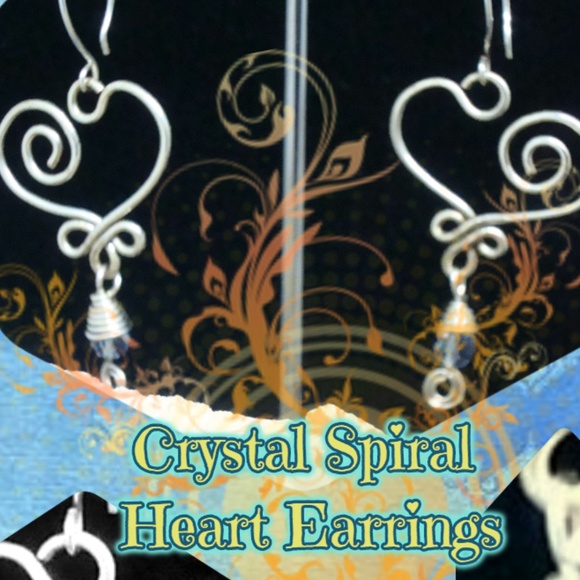 CreatedByKris Jewelry - Handcrafted Blue Crystal Spiral Heart Earrings